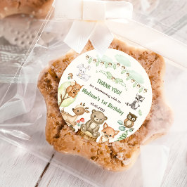 キュートなウッドランド動物1歳の誕生日パーティー ラウンドシール