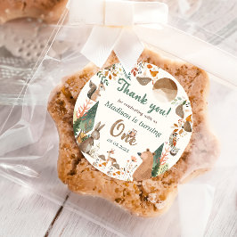 キュートなウッドランド動物1歳の誕生日パーティー ラウンドシール