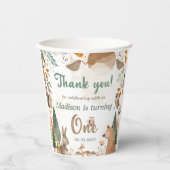 キュートなウッドランド動物1歳の誕生日パーティー 紙コップ (正面)