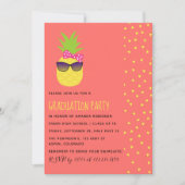 キュートなエキゾチックビーチ女子卒業パーティー 招待状 (正面)