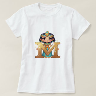 キュートなエジプトの女王とMの文字 - ロイヤル・キャラクター Tシャツ