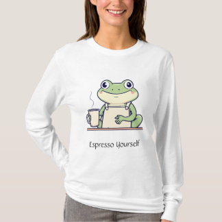 キュートなエスプレッソ・ユアセルフ・カエル 女性用シャツ Tシャツ