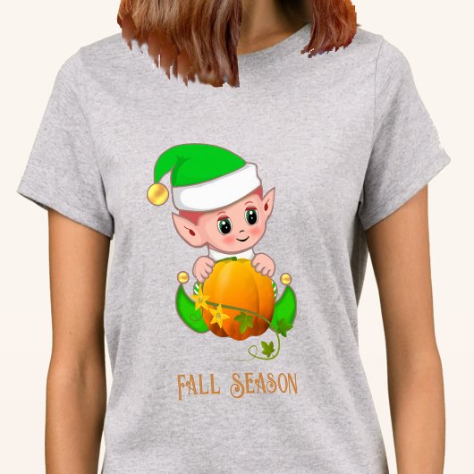 キュートなエルフとカボチャの秋 Tシャツ