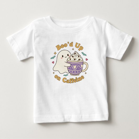 キュートなオバケのコーヒーデザイン ベビーTシャツ (正面)