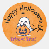 キュートなオバケのトリック・オア・トリート ハッピー・ハロウィン ステッカー (正面)