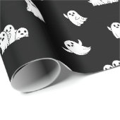 キュートなオバケの友達 黒のハロウィン ラッピングペーパー (ロールコーナー)