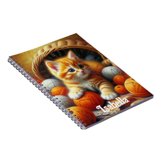 キュートなオレンジと白遊の子猫の糸 ノートブック (右側)