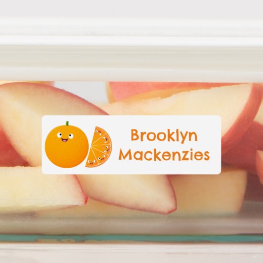 キュートなオレンジの柑橘系のフルーツパーソナライズされた漫画 ラベル (貼付)