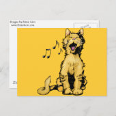 キュートなオレンジキャットスケッチと音符 ポストカード (正面/裏面)