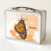 キュートなオレンジバタフライ メタルランチボックス (裏面)
