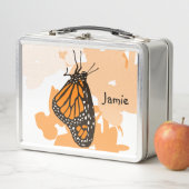 キュートなオレンジバタフライ メタルランチボックス (インサイチュ)