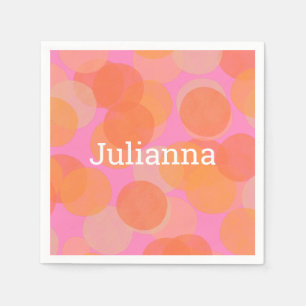 キュートなオレンジ色の円ジオメトモダンリ スタンダードカクテルナプキン