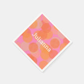 キュートなオレンジ色の円ジオメトモダンリ スタンダードカクテルナプキン (角)