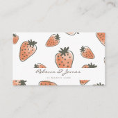 キュートなオレンジ色の赤い水色のイチゴ結婚。 名刺 (正面)