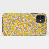 キュートなオレンジ色の黄色の白い花模様 Case-Mate iPhoneケース (裏面(横))