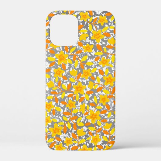 キュートなオレンジ色の黄色の白い花模様 Case-Mate iPhoneケース (裏面)