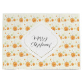 キュートなオレンジ色ベージュクリスマスの水の色のパターン ラージペーパーバッグ (正面)