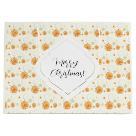 キュートなオレンジ色ベージュクリスマスの水の色のパターン ラージペーパーバッグ