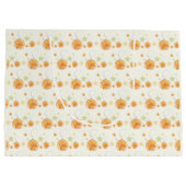 キュートなオレンジ色ベージュクリスマスの水の色のパターン ラージペーパーバッグ (裏面)