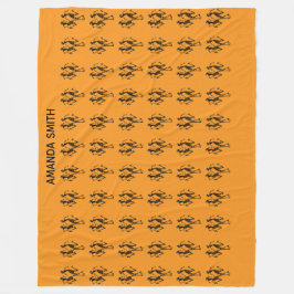 キュートなオレンジ、ブラックシルエットフェスティバルダンサー フリースブランケット