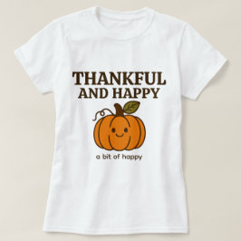 キュートなオータムパンプキンの落書き「感謝と幸せ」 Tシャツ