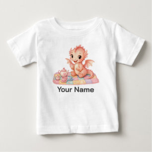 キュートなオーダーメイド ベビードラゴン お茶会 ピクニック キッズ ベビーTシャツ