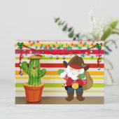 キュートなカウボーイサンタとサボテン南西クリスマス シーズンカード (スタンド正面)