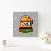キュートなカジノマシン賭博の時計 スクエア壁時計 (ホーム)