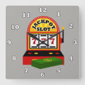 キュートなカジノマシン賭博の時計 スクエア壁時計 (正面)