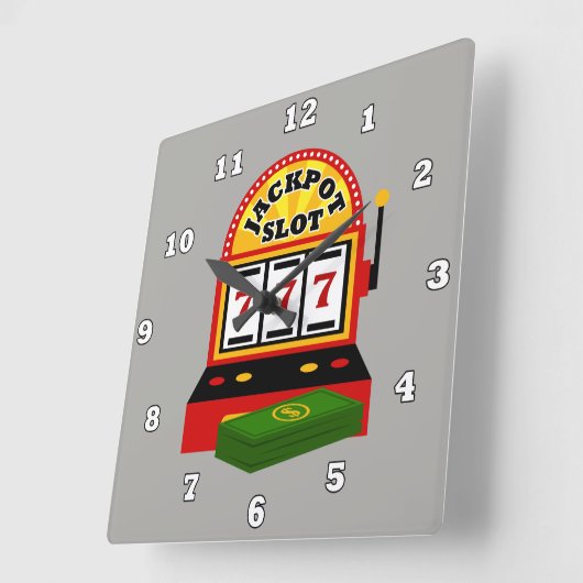 キュートなカジノマシン賭博の時計 スクエア壁時計 (傾斜)