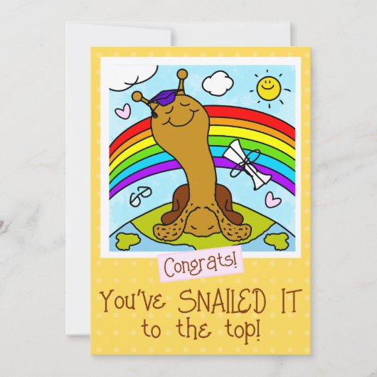 キュートなカタツムリが卒業を間近に カード (正面)