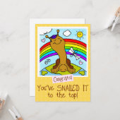 キュートなカタツムリが卒業を間近に カード (正面/裏面インサイチュ)