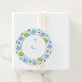 キュートなカタツムリと蝶とトンボ フェイバータグ