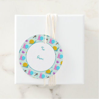 キュートなカタツムリと蝶とトンボ フェイバータグ