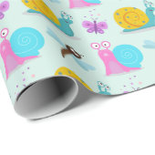 キュートなカタツムリと蝶とトンボ ラッピングペーパー (ロールコーナー)