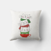 キュートなカップスカーフを積み重ねたクリスマス猫たちおもしろい|過去記事 クッション (裏面)