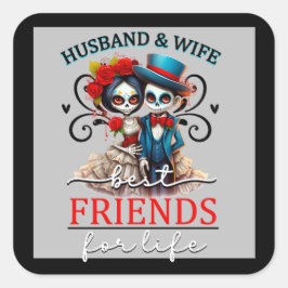 キュートなカップル スカル  スクエアシール