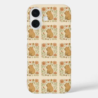 キュートなカピバラのスマホケース - パステル調な動物のデザイン iPhone 16ケース