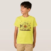 キュートなカボチャと幽霊の子供用ハロウィンTシャツ – パス Tシャツ (正面フル)