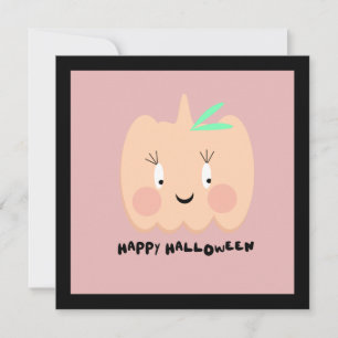 キュートなカボチャのほんのりピンク文字 Happy Halloween 