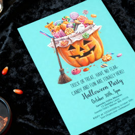 キュートなカボチャのキャンディ トリート バケツ ハロウィンパーティー 招待状
