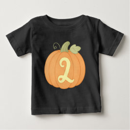 キュートなカボチャの2歳の誕生日Tシャツ | 秋の子供服 ベビーTシャツ