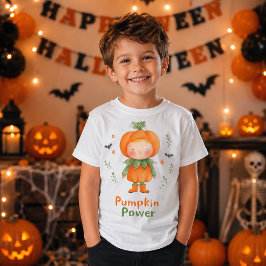 キュートなカボチャパワーハロウィンキッズコスチューム Tシャツ