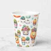 キュートなカボチャ多肉植物パターン 紙コップ (裏面)