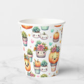 キュートなカボチャ多肉植物パターン 紙コップ (正面)