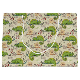 キュートなカメレオンリザード ラージペーパーバッグ