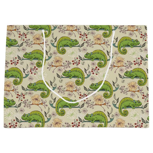 キュートなカメレオンリザード ラージペーパーバッグ (正面)