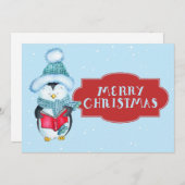 キュートなカロリングペンギンクリスマス シーズンカード (正面/裏面)
