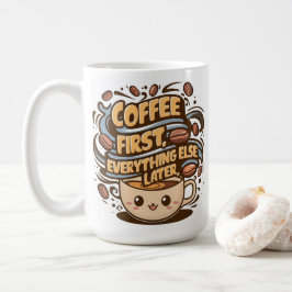 キュートなカワイイコーヒーマグカップ「コーヒーファースト、オールウェイズ」 コーヒーマグカップ