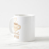 キュートなカワイイ コーヒーマグ | でもまずはコーヒーから | 笑顔 コーヒーマグカップ (正面左)